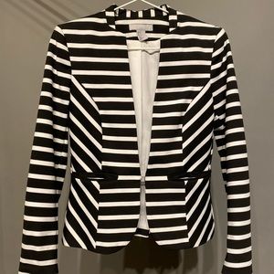 H&M Black and White Striped Blazer